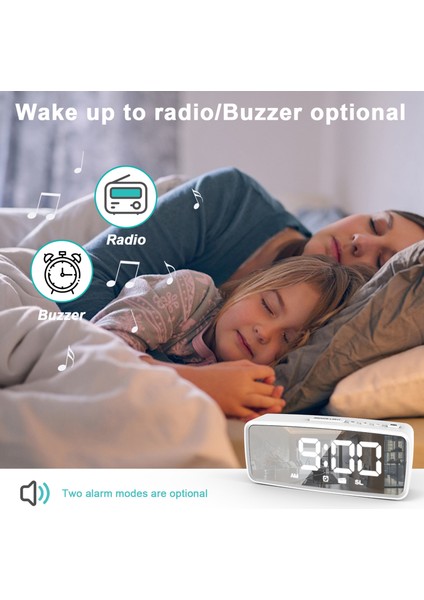 51 Inç LED Aynalı Çalar Saat Radyo 3 Seviye Parlaklık Şekerleme 12/24 Saat (Yurt Dışından) fiyatları