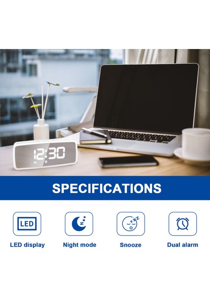 51 Inç LED Aynalı Çalar Saat Radyo 3 Seviye Parlaklık Şekerleme 12/24 Saat (Yurt Dışından) fırsatları