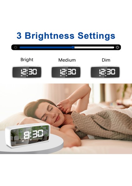 51 Inç LED Aynalı Çalar Saat Radyo 3 Seviye Parlaklık Şekerleme 12/24 Saat (Yurt Dışından) indirimleri