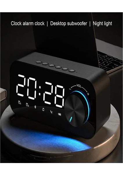 Bluetooth 5.0 Hoparlörlü LED Çalar Saat USB ile Çalışan Beyaz (Yurt Dışından) indirimleri