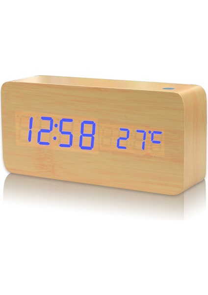 Bambu Ahşap LED Saat - Ses Kontrollü Aydınlatmalı Yatak Lambası (Yurt Dışından)