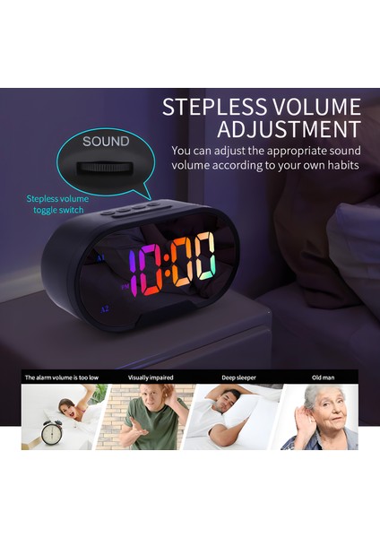 Rgb LED Aynalı Çift USB Portlu Ayarlanabilir Sesli Yatak Odası Saati (Yurt Dışından) fırsatları