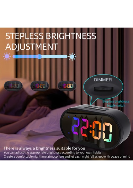 Rgb LED Aynalı Çift USB Portlu Ayarlanabilir Sesli Yatak Odası Saati (Yurt Dışından) indirimleri