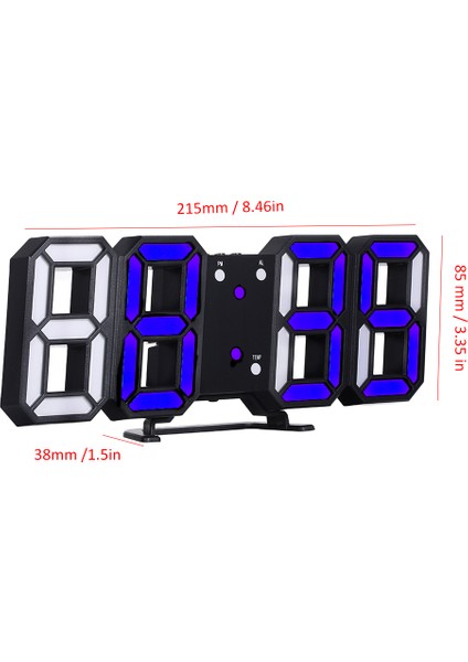 3D LED Dijital Saat Gece Işıklı Ayarlanabilir Parlaklık Masa Duvar Alarmı (Yurt Dışından)
