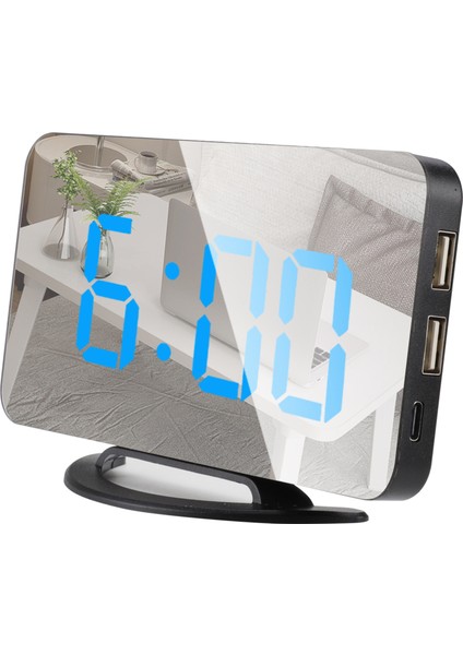 LED Aynalı Çalar Saat Erteleme Otomatik Uyumlu Arka Işık Ayarlanabilir Parlaklık (Yurt Dışından)