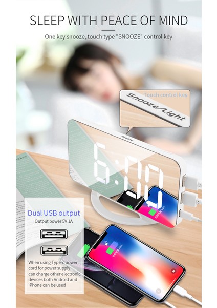 LED Aynalı Çalar Saat Erteleme Otomatik Uyumlu Arka Işık Ayarlanabilir Parlaklık (Yurt Dışından) fırsatları