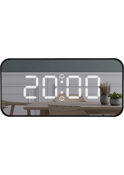 LED Aynalı Çalar Saat Şarj Edilebilir Sıcaklık Göstergeli Gümüş (Yurt Dışından)