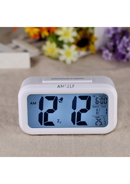 LED Alarmlı Saat - Sensör Aydınlatmalı Zaman Tarih Sıcaklık Göstergeli Beyaz (Yurt Dışından) indirimleri