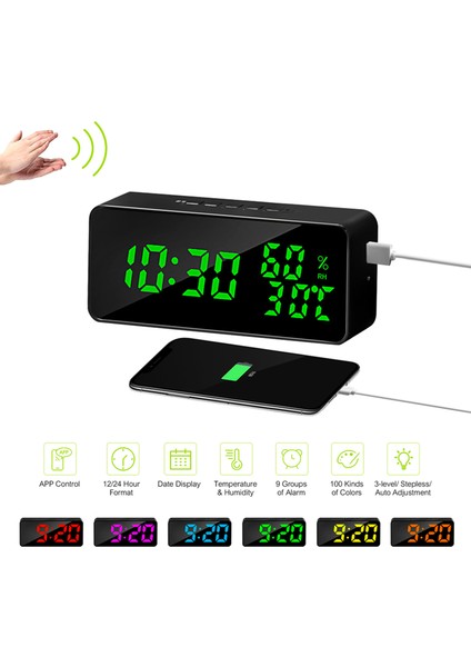 Dijital Duvar Saati: Uygulama ile 100 Renk, Renk Sıcaklığı ve Kademesiz Parlaklık (Yurt Dışından) modelleri