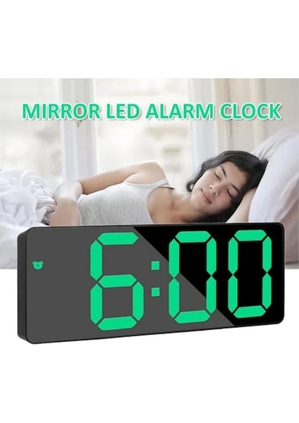 Yeşil Aynalı LED Alarmlı Saat USB Şarj Gece Lambası (Yurt Dışından) modelleri