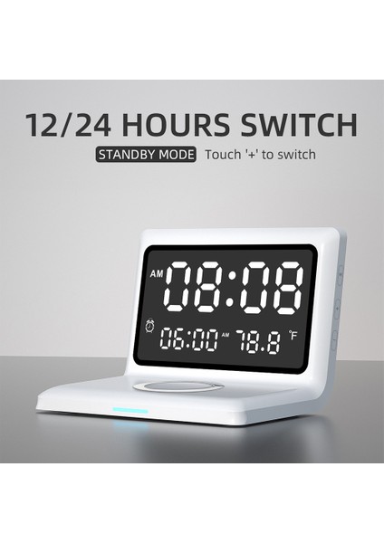 Aynalı Saat 15W Kablosuz Şarj Ayarlanabilir LED Ekran Alarmlı Yatak Odası & Ofis (Yurt Dışından) fiyatları