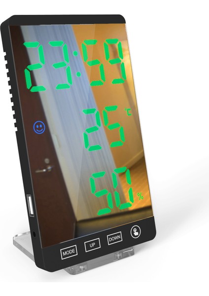 Büyük LED Aynalı Alarm Saati - Sıcaklık ve Nem Göstergeli, Çok Fonksiyonlu Ev & Ofis (Yurt Dışından)