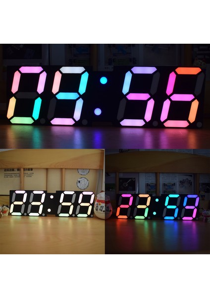 Parlak LED Büyük Rakamlı Çok Renkli Masaüstü Dijital Saat (Yurt Dışından) fiyatları
