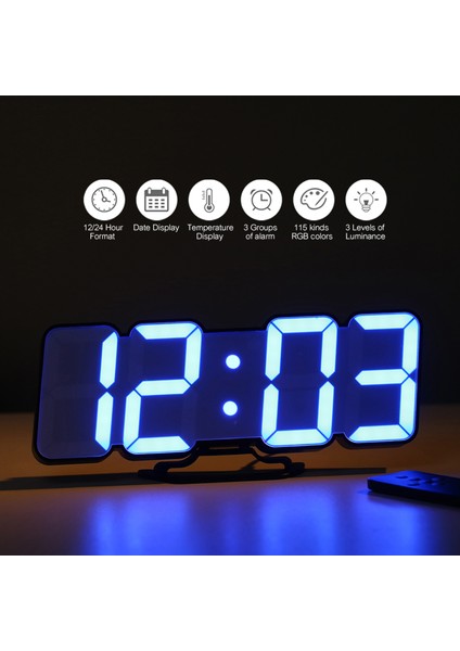 Kablosuz Kumandalı Rgb LED Çalar Saat Masa/duvar Saati Siyah 115 Renk Ses Kontrolü (Yurt Dışından) fırsatları