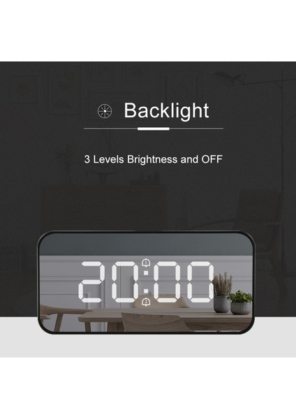 LED Aynalı Çalar Saat Şarj Edilebilir Sıcaklık Göstergeli Gümüş (Yurt Dışından) modelleri