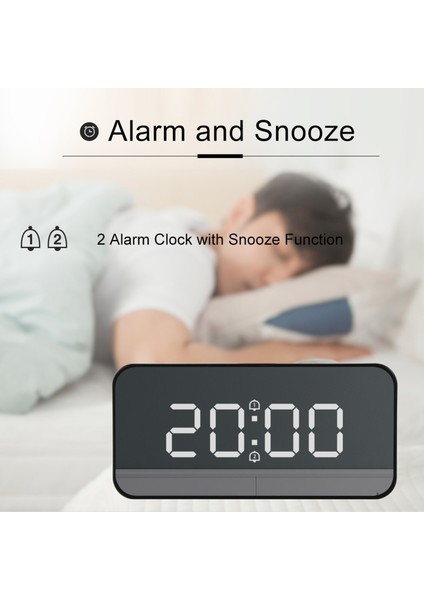 LED Aynalı Çalar Saat Şarj Edilebilir Sıcaklık Göstergeli Gümüş (Yurt Dışından) fırsatları