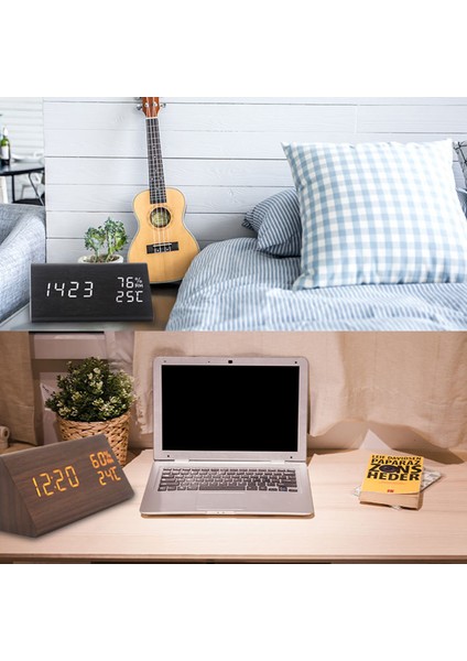 LED Dijital Çalar Saat - Oda Sıcaklık ve Nem Ölçer, Ses Kontrollü, 3 Parlaklık Seviyesi (Yurt Dışından) modelleri