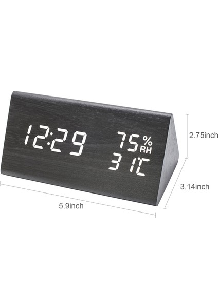 LED Dijital Çalar Saat - Oda Sıcaklık ve Nem Ölçer, Ses Kontrollü, 3 Parlaklık Seviyesi (Yurt Dışından) fırsatları