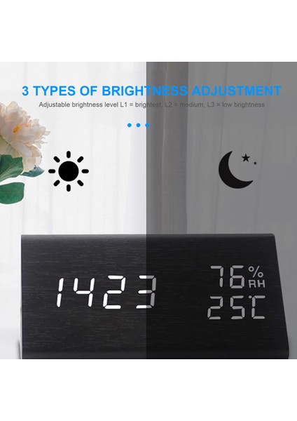 LED Dijital Çalar Saat - Oda Sıcaklık ve Nem Ölçer, Ses Kontrollü, 3 Parlaklık Seviyesi (Yurt Dışından) indirimleri