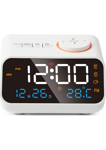 Şarj Edilebilir Dijital Çalar Saat Fm Radyo LED Sıcaklık/nem Göstergeli Ses Kontrollü (Yurt Dışından)