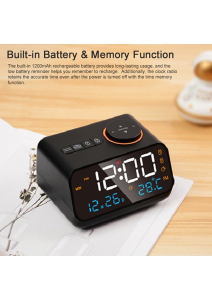 Şarj Edilebilir Dijital Çalar Saat Fm Radyo LED Sıcaklık/nem Göstergeli Ses Kontrollü (Yurt Dışından) fırsatları