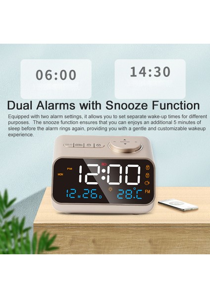 Şarj Edilebilir Dijital Çalar Saat Fm Radyo LED Sıcaklık/nem Göstergeli Ses Kontrollü (Yurt Dışından) indirimleri