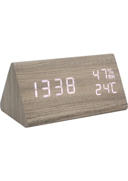 Kafur Ağacı LED Dijital Saat Nem ve Sıcaklık Göstergeli Sessiz Alarm (Yurt Dışından)