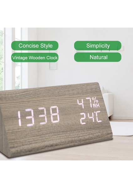 Kafur Ağacı LED Dijital Saat Nem ve Sıcaklık Göstergeli Sessiz Alarm (Yurt Dışından) modelleri