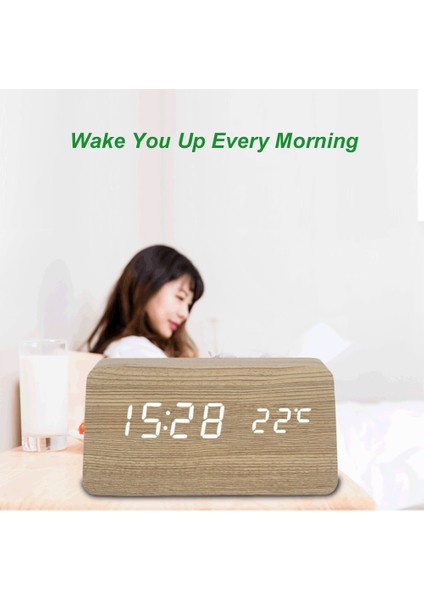 Kafur Ağacı LED Dijital Saat Nem ve Sıcaklık Göstergeli Sessiz Alarm (Yurt Dışından) fırsatları