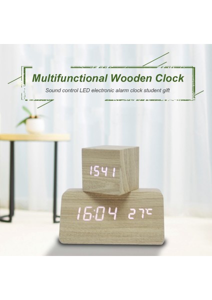 Kafur Ağacı LED Dijital Saat Nem ve Sıcaklık Göstergeli Sessiz Alarm (Yurt Dışından) indirimleri