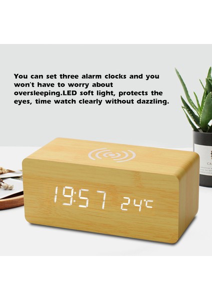 Ahşap Kablosuz Şarjlı Ses Kontrollü LED Çalar Saat (Yurt Dışından) fırsatları