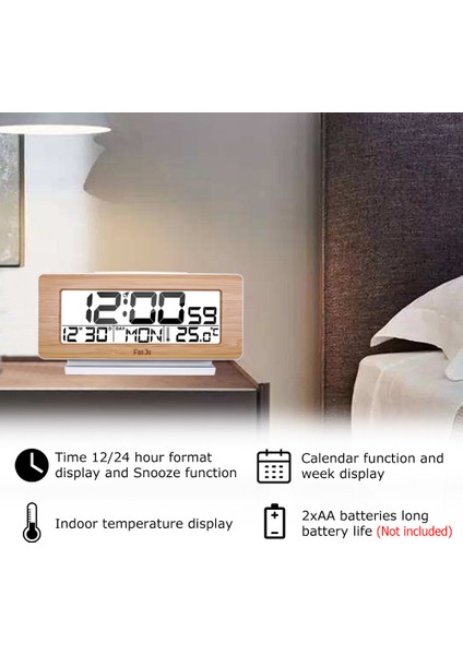 Dijital Ahşap Çalar Saat, Arka Aydınlatmalı Lcd, Sıcaklık, Şekerleme, Takvim ve Hafta Göstergeli (Yurt Dışından) fiyatları