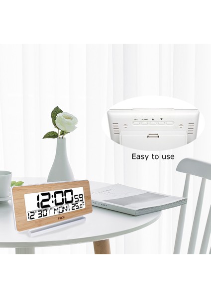 Dijital Ahşap Çalar Saat, Arka Aydınlatmalı Lcd, Sıcaklık, Şekerleme, Takvim ve Hafta Göstergeli (Yurt Dışından) modelleri