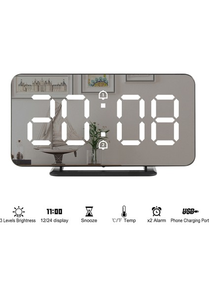 LED Aynalı Dijital Çalar Saat: Geniş Ekran, Çift Alarm, Şekerleme, Ev Ofis Seyahat (Yurt Dışından) fiyatları