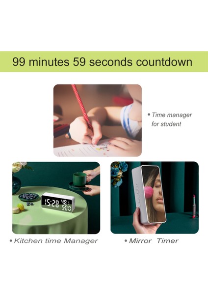 LED Aynalı Çalar Saat 5 Alarm Otomatik Karartma Ses Ayarlı Erteleme Geri Sayım Sıcaklık Nem Göstergesi (Yurt Dışından) modelleri