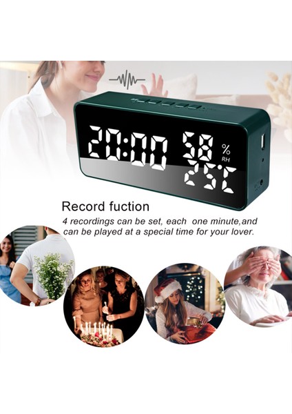 LED Aynalı Çalar Saat 5 Alarm Otomatik Karartma Ses Ayarlı Erteleme Geri Sayım Sıcaklık Nem Göstergesi (Yurt Dışından) indirimleri