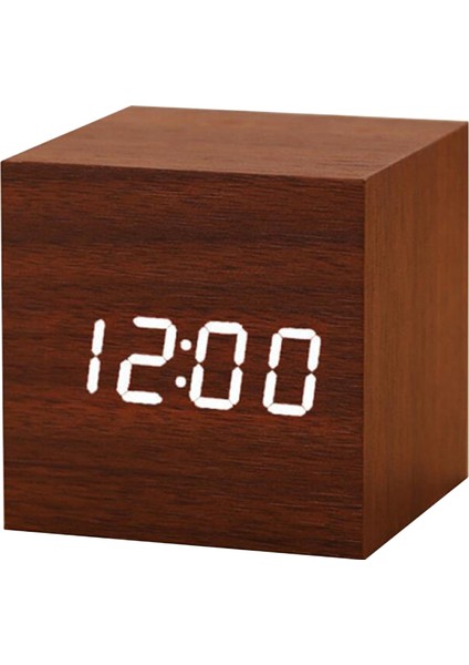 Ahşap Dijital Alarm Saati Oda Termometre Higrometre LED Sesli Kontrol 3 Işık Seviyesi (Yurt Dışından)