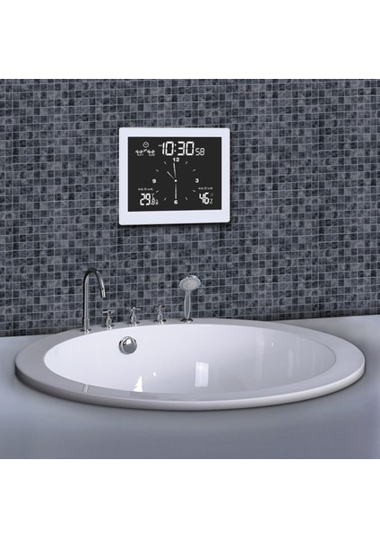 Dijital Saat Sıcaklık Nem Göstergeli Su Geçirmez LCD Alarmlı Banyo ve Iç Mekan Kullanımı (Yurt Dışından) fırsatları