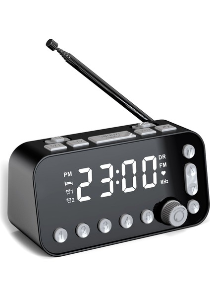 Dab Fm Radyolu Çalar Saat - Çift USB Şarj, Parlaklık, Ses ve Uyku Zamanlayıcı (Yurt Dışından)