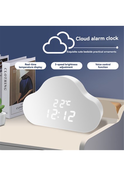 LED Bulut Alarm Saati, Ses Kontrollü Sıcaklık Göstergeli Gece Lambası (Yurt Dışından) modelleri