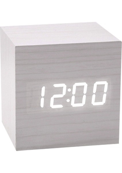 Ahşap LED Çalar Saat Ses Kontrollü Erteleme Fonksiyonu (Yurt Dışından)