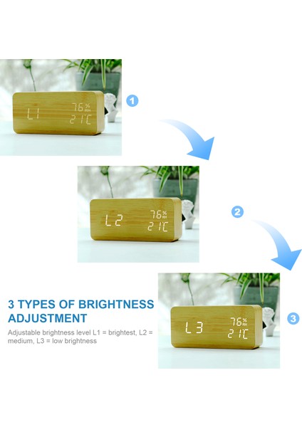 Ahşap Masa Saati Sıcaklık Nem Ölçer Ses Kontrolü Ayarlanabilir Parlaklık (Yurt Dışından) fiyatları