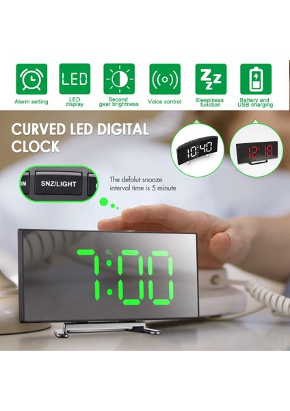 Kavisli Ekranlı Dijital Çalar Saat Sıcaklık USB Erteleme (Yurt Dışından) indirimleri