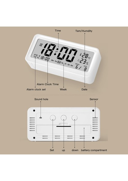 Büyük LCD Aydınlatmalı Sıcaklık Nem Göstergeli Dijital Çalar Saat (Yurt Dışından) modelleri