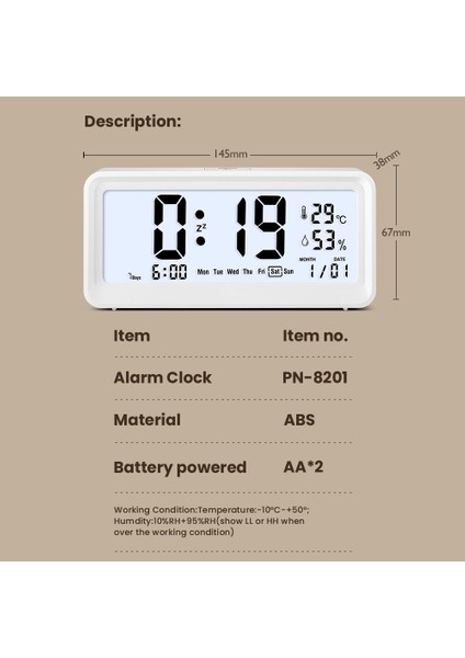 Büyük LCD Aydınlatmalı Sıcaklık Nem Göstergeli Dijital Çalar Saat (Yurt Dışından) fırsatları