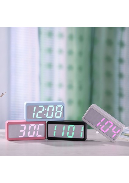 USB Pil Rgb Alarmlı Saat, Zaman, Sıcaklık, Tarih, 115 Renk Değişimli, Ses Kontrollü Pembe (Yurt Dışından) fiyatları