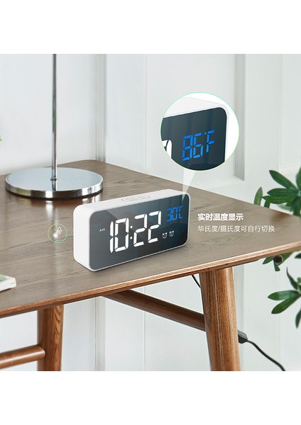 8808 Şarj Edilebilir Sessiz LED Aynalı Çalar Saat - Siyah (Yurt Dışından) indirimleri