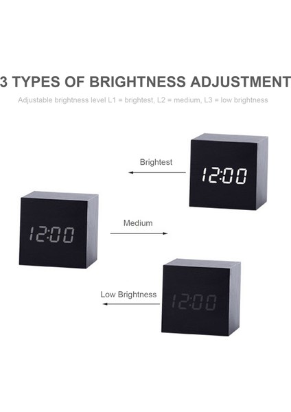 LED Dijital Çalar Saat, Nem ve Sıcaklık Ölçer, 3 Parlaklık Seviyeli, Ses Kontrollü (Yurt Dışından) indirimleri