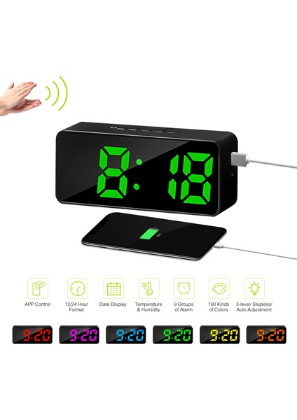 Dijital Duvar Saati: Uygulamayla 100 Renk, Sıcaklık, Alarm ve Erteleme (Yurt Dışından) modelleri