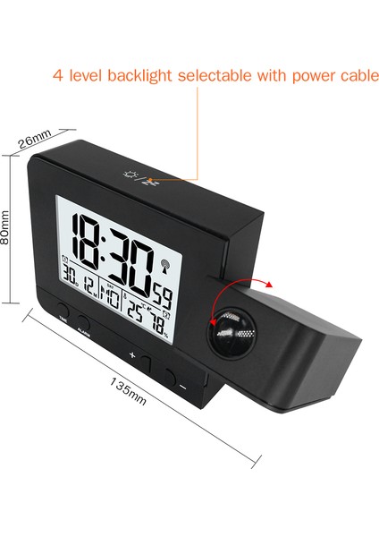 Prksiyonlu Alarmlı Saat - Termometre, Nem Ölçer, Tavan Göstergeli, LED Aydınlatma, USB Şarj (Yurt Dışından) fiyatları
